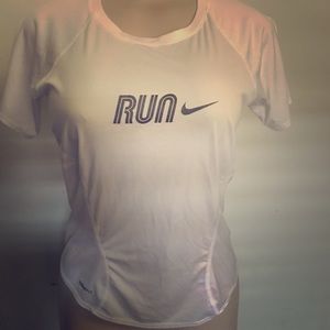 Nike Fit Run White Dryfit Shirt Small